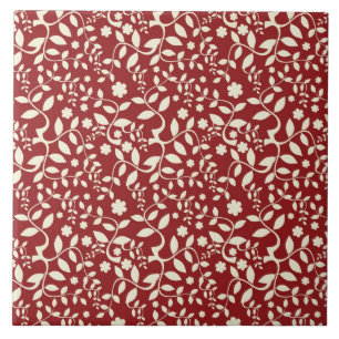 Carreau Flore rouge et crème