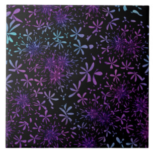 Carreau Flores pourpres de l'Aqua Retro