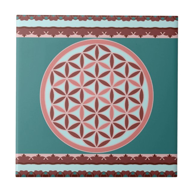 Carreau "Flower of Life – Pastel & Earthy Harmony" (Devant)