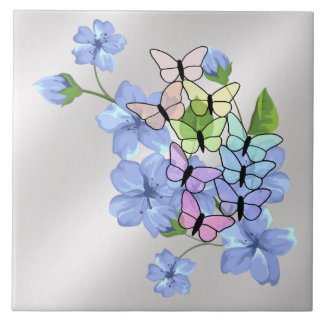 Carreau Flowers & Butterflies Ceramic Tile
