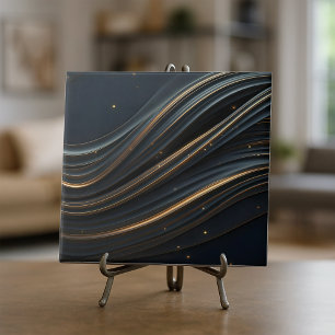 Carreau Flux Abstrait moderne noir et brillant