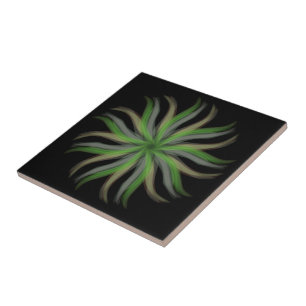 Carreau Flux libre Floral Vert Gris Brown Art Feuille