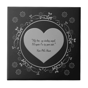 Carreau Fly Free Metallic Silver Heart Black Pet Memorial