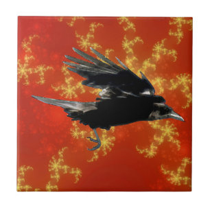 Carreau Flying Black Crow Art pour les amateurs d'oiseaux
