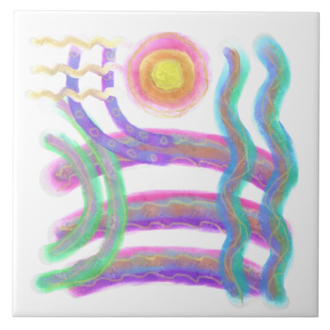 Carreau Flying Sun Abstrait Art (Devant)