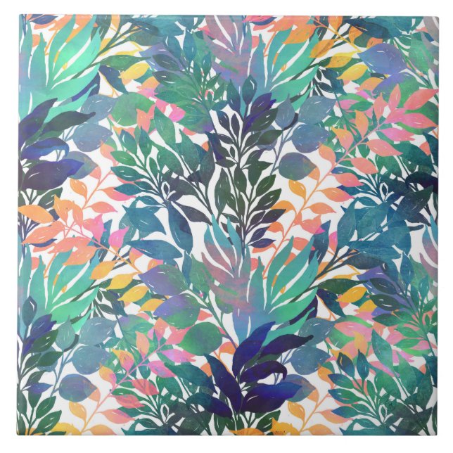 Carreau Foliage de la Jungle tropicale Aquarelle Verdure (Devant)