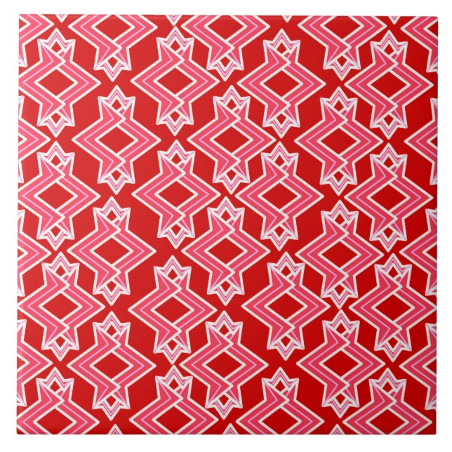 Carreau Fond d'écran Art déco Motif, rouge foncé et rose (Devant)