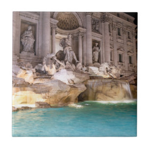 Carreau Fontaine de Trevi la nuit - Rome, Italie