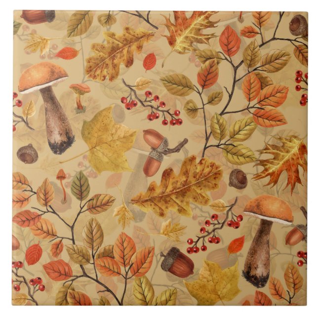 Carreau Forêt automnale sur ocre (Devant)