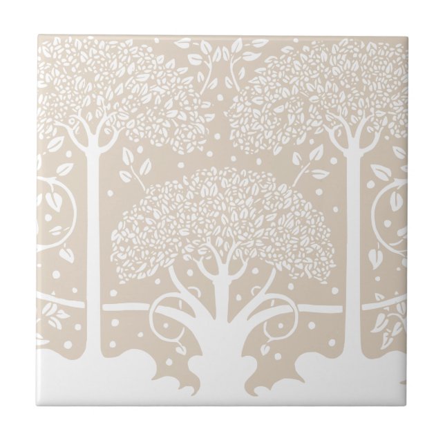 Carreau Forêt beige neutre Jardin d'arbre pastel (Devant)