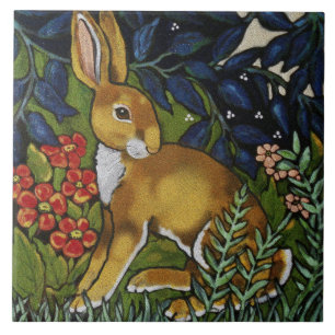 Carreau Forêt de lièvre de lapin artistique William Morr