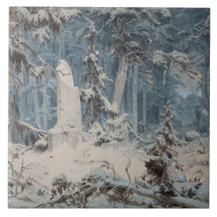 Carreau Forêt de neige en hiver (par Andreas Achenbach)
