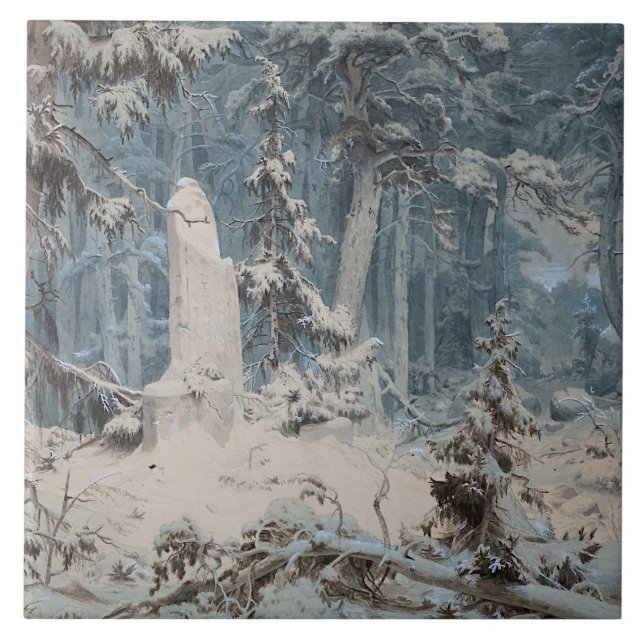 Carreau Forêt de neige en hiver (par Andreas Achenbach) (Devant)