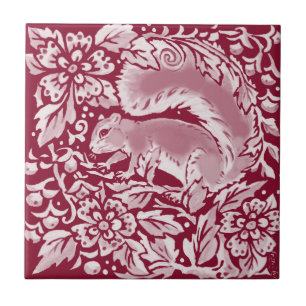Carreau Forêt d'écureuils boisés de Bourgogne Animal Fl