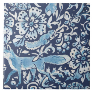 Carreau Forêt d'Imaginaire bleu Forêt murale Bois renard e