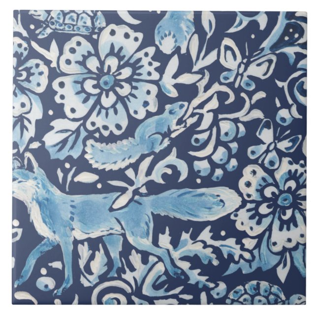 Carreau Forêt d'Imaginaire bleu Forêt murale Bois renard e (Devant)