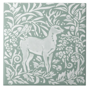 Carreau Forêt forestière de Sage Green Deer William Morris