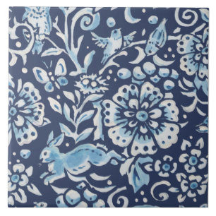 Carreau Forêt Imaginaire Bleu Forêt Mural Bois Rabbit infé