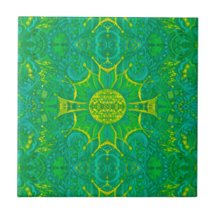 Carreau Forêt papillon Bohème Arabesque Motif Vert