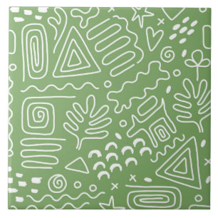 Carreau Formes abstraites dessinées à la main motif vert
