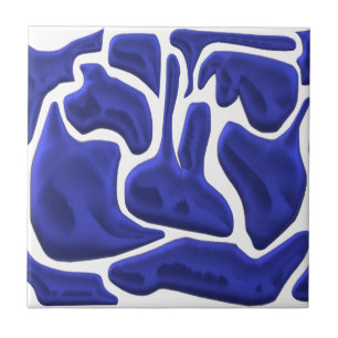Carreau Formes fluides bleues abstraites – Art moderne 3D