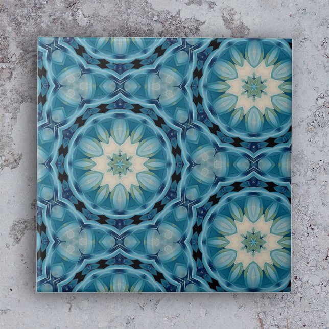 Carreau Formes géométriques bleu doux et indigo Motif flor (Créateur téléchargé)