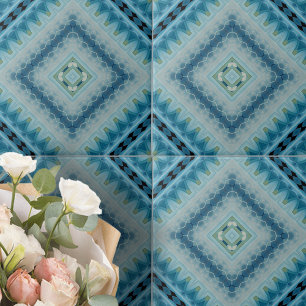 Carreau Formes géométriques bleu doux et Kaleidoscope Indi