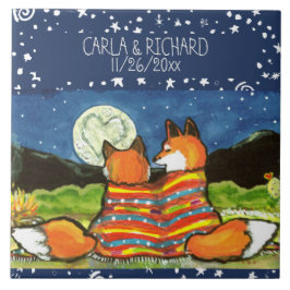 Carreau Fox Foxes Aimer Romantique Mariage Anniversaire Pe