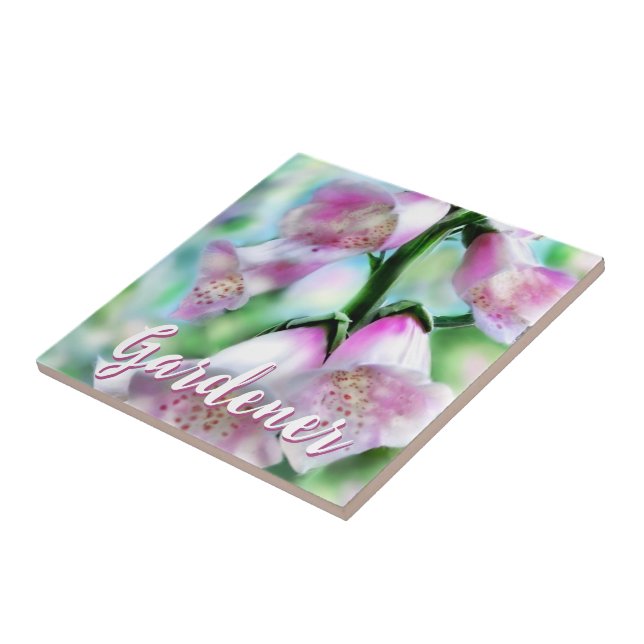 Carreau Foxglove Flowers Floral Pink Garden Personalized (Côté)