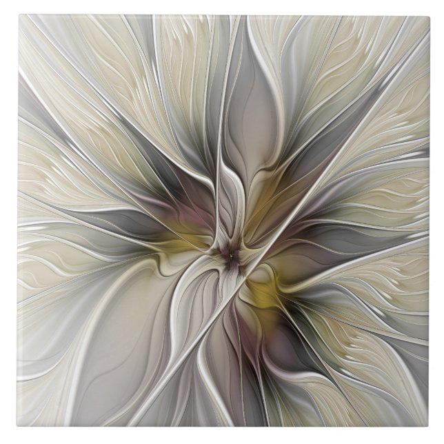 Carreau Fractale florale, Fleur Imaginaire aux couleurs de (Devant)