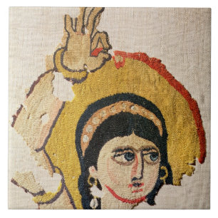 Carreau Fragment d'une tapisserie dépeignant la tête d'u