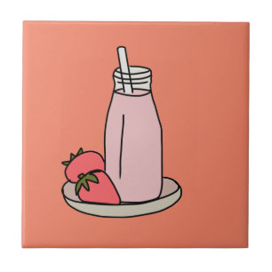 Carreau Fraise sucrée milkshake rose mignon