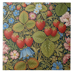 Carreau Fraises et fleurs vintage