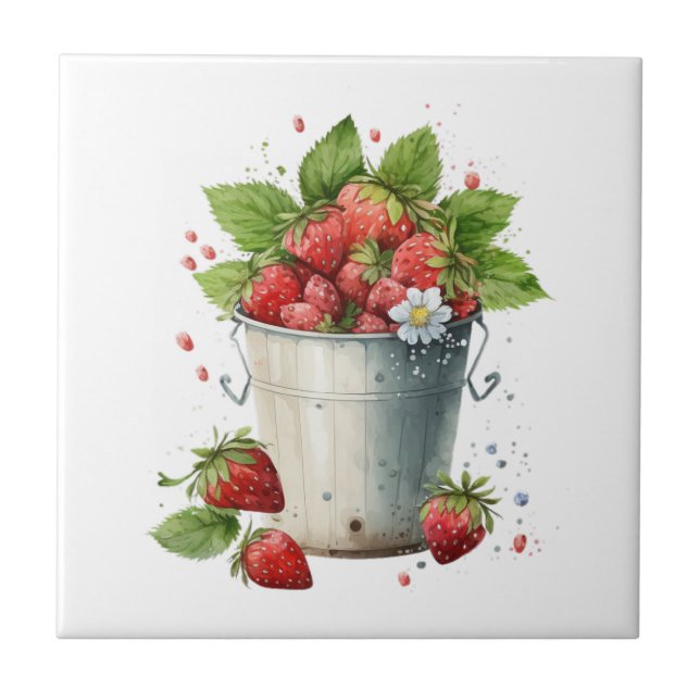 Carreau Fraises fraîches cuites dans un seau (Devant)