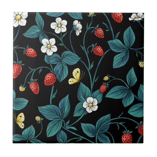Carreau Fraises sauvages rouge/jaune/bleu/noir (Devant)