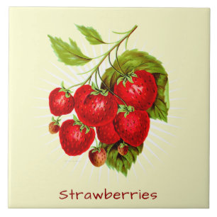 Carreau Fraises vintages Fruit Art botanique