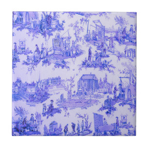 Carreau Français Bleu Blanc Toile Chinoiserie Style Rustiq
