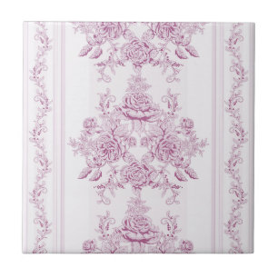 Carreau français chic, rose, toile, floral, motif, victori