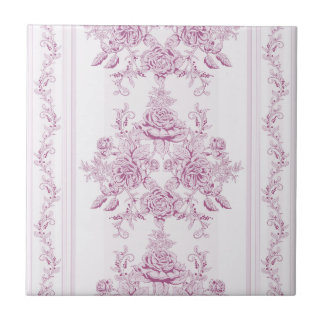 Carreau français chic, rose, toile, floral, motif, victori