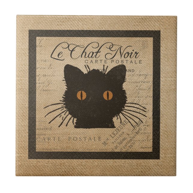Carreau Français de Burlap Le Chat Noir le chat noir (Devant)