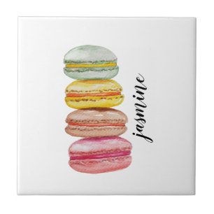 Carreau Français Macarons aquarelle peinte à la main