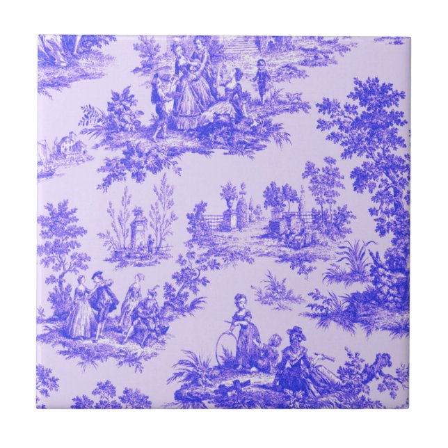 Carreau Française toile de jouy bleu et blanc élégant (Devant)