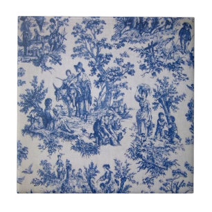 Carreau Française toile de jouy bleu et blanc élégant