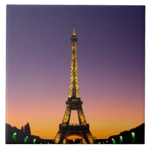 Carreau France, Paris, Tour Eiffel au coucher du soleil.