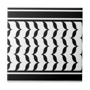 Carreau Free Palestine Keffiyeh motif noir et blanc