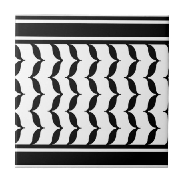 Carreau Free Palestine Keffiyeh motif noir et blanc (Devant)