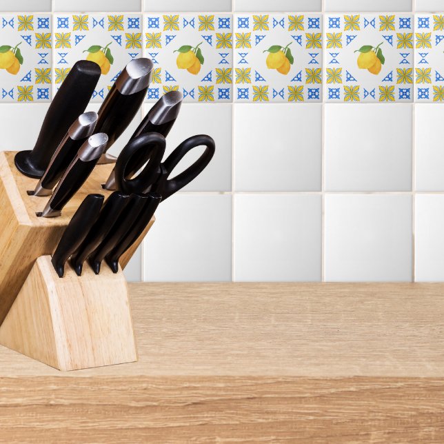 Carreau French Country Lemon Blue Tile Pattern (Créateur téléchargé)