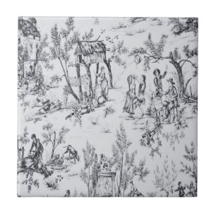 Carreau French toile de jouy art élégant noir et blanc