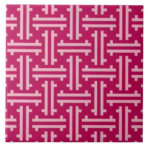 Carreau Frette chinoise d'art déco, rose de fuchsia