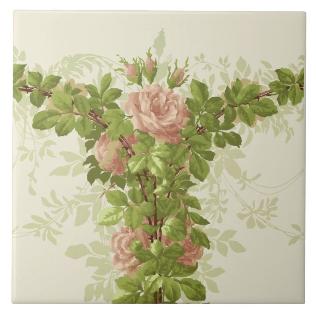 Carreau Frieze pose rose de l'époque victorienne (Devant)